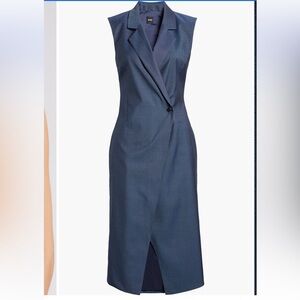 Boss Delibea Button Front Virgin Wool Dress in Indigo Size 2